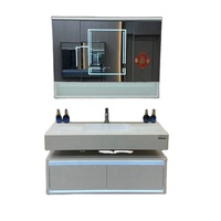 Meuble-lavabo de salle de bain moderne de style européen avec vasque en marbre et meuble en pierre frittée