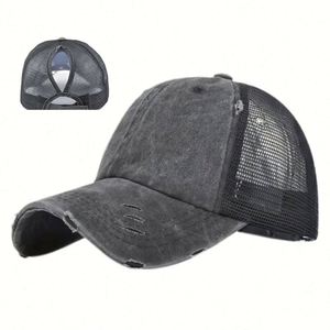 Wholesale Women's <b>Light</b> Version Multicolor 6 Panels Baseball Cap New Ponytail Washed <b>Net</b> Cap - Product Image 1