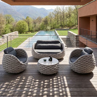 Canapés de jardin en corde tressée, canapé en corde nautique en aluminium, mobilier d'extérieur pour cour et ferme