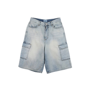 Haute qualité poids lourd été bleu clair lavé Denim Cargo bouton matériel sport femmes Jeans <span class=keywords><strong>court</strong></span> <span class=keywords><strong>Jean</strong></span> <span class=keywords><strong>Court</strong></span> Femme - Product Image 5
