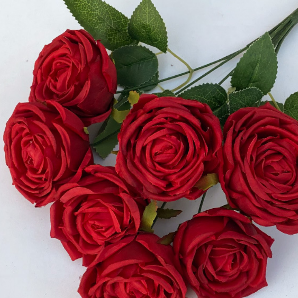 bouquet 7 têtes rose 45cm rouge