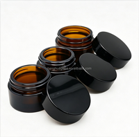 Pot en verre ambré à large ouverture pour crème cosmétique, disponible en 5g, 10g, 15g, 20g, 30g, 50g, 60g, avec couvercle noir ou blanc – Vente chaude