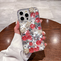 Mode mignon papillon incrusté de diamants fleur marque coque de téléphone étuis de téléphone portable colorés pour les filles