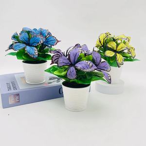 Bonsaï Papillon Artificiel Paulon 17cm, Plante en Pot Décorative pour la Maison, le Bureau, l'Ornement de Bureau, Jaune, Violet, Bleu, Rose, Blanc - Product Image 2