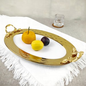 מפעל מותאם אישית סיטונאי בר באיכות גבוהה Binaural עיצוב פרסמטי זהב גבול עוגת קינוח - Product Image 1