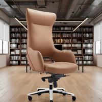 Chaise de bureau exécutive moderne à dossier haut en cuir véritable blanc, ergonomique, pivotante, réglable et inclinable pour le bureau à domicile