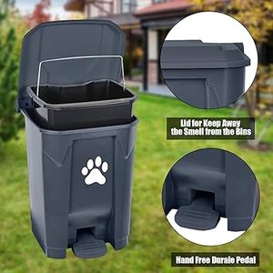 Con Chó Poop Thùng Rác Có Thể Ngoài Trời <span class=keywords><strong>Pet</strong></span> Với Nắp Con Chó Xử lý Chất Thải Container Handsfree Bàn Đạp Sân Vườn Nhà Với Chất Thải Bags15 L Grey - Product Image 3
