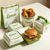 Boîte d'emballage personnalisée pour hamburgers, boîte en papier jetable pour la restauration rapide à emporter, seau pour poulet frit Happy Meal, écologique