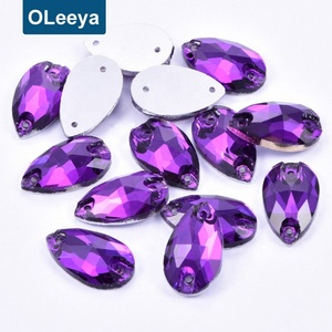 Hot Popular New Purple Teardrop Flatback Glass Sew on Rhinestones for <b>Clothes</b> - Product Image 1