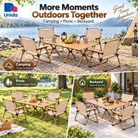 Ensemble table et chaises pliantes de grande taille pour pique-nique en plein air, 4 chaises 1 table, kit de camping portable pour activités familiales en plein air