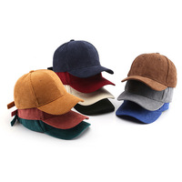 Gorro de Béisbol de Pana de Estilo Japonés de Moda Otoño Invierno, Color Sólido, 100% Poliéster, Bordado 3D, Gorro Deportivo Cálido Unisex