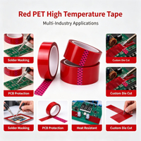 Professionelles Rotes Polyesterband Hitzebeständige Isolierfolie für Leiterplatten-Maskierung, Lackierung und Hochtemperaturarbeiten