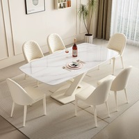 Table à manger moderne de luxe rectangulaire fritté Ensemble de chaises 4 6 places Chambre en métal marbre Mobilier complet Motifs blancs 2025