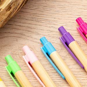 XJ134 ECO Bamboo Barrel Ballpoint <b>Pen</b> with Plastic Clip Promotional Business Custom logo Printed Bamboo Ball <b>Pen</b> for <b>Gift</b> - Product Image 3