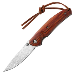 Dropshipping Shopify Couteau pliant en acier Damas Manche en bois de rose Outil multifonctionnel d'extérieur Dureté 60HRC Portable EDC - Product Image 6