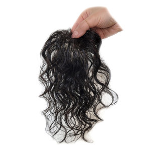 Peluca de 7 pulgadas, ligera, transpirable, atada a mano para hombres, tupé de cabello humano negro Natural indetectable con Clip para hombres para retroceder - Product Image 4