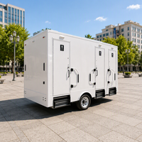 Remorque sanitaire mobile industrielle de haute qualité à double cabine, combinant toilettes et douche, pour les interventions d'urgence en cas de catastrophe