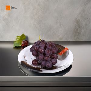 수제 8.1 인치 친환경 수지 그릇 아쿠아 소용돌이 장식 혼합 컬러 플레이트 접시 호텔 바 스낵 샐러드 플래터 - Product Image 3