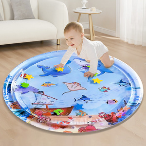 Tapis de jeu aquatique gonflable Ye Song, 100 cm de diamètre, design dauphin et requin, pour bébés et tout-petits de 0 à 24 mois, PVC écologique - Product Image 4