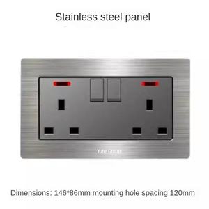 Interrupteur mural universel à double commande tactile en acier inoxydable brossé, norme EU 146, 4 prises, avec protection IP11 - Product Image 3