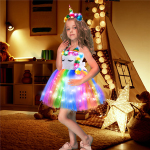 Costume da <span class=keywords><strong>Unicorno</strong></span> per Bambine con Luci, Vestito da Principessa Arcobaleno per Feste di Compleanno e Spettacoli, Vendita all'Ingrosso 2022 - Product Image 2
