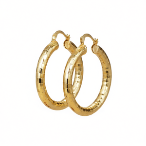 Orecchini a cerchio dorati da donna in ottone placcato oro, stile classico, gioielli da indossare tutti i giorni - Product Image 1