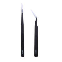 Pinzas Antiestáticas ESD 11 ESD 15 con Recubrimiento Negro para Manipulación Precisa en Salas Blancas y Entornos de Fabricación Electrónica