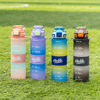 Nouvelle bouteille d'eau en plastique dégradé givré de 720 ml/1000 ml avec sangle portable pour le fitness et le yoga, pour boire directement à tout moment