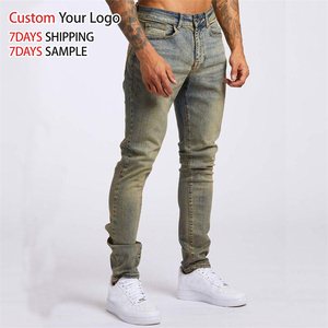 Jeans de Mezclilla Elásticos Transpirables de Cintura Media de Alta Calidad con Agujeros, Ajustados, Elásticos, Personalizados, Casuales, Rectos, Ajustados, para Hombre - Product Image 5