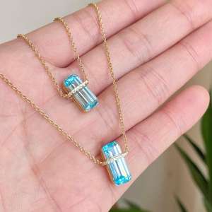 Kalung batu Topas biru Modern rapi dan rapi serta bisa dipakai dengan berbagai kostum - Product Image 6