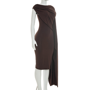 Viviblook Q26DS066 Vestido de Fiesta para Mujer, Nuevo Modelo de Verano, Color Sólido, Casual, Sin Mangas, Cuello Irregular, Corte Ajustado - Product Image 3