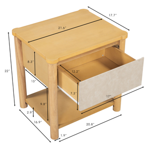 Modern Wood Nightstand With Drawer Farmhouse Bedside <b>Table</b> For Bedroom Living Room Natural Beige Set Of 2 - Product Image 2