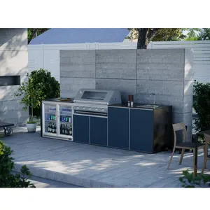 Waterproof Outdoor Garden Kitchen Custom Outdoor Kitchen Cabinets With Barbecue Oven And Sink