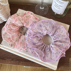 Diadema de chifón dulce y elegante con gran malla, scrunchie de moda para mujer - Product Image 4