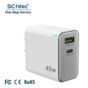 อะแดปเตอร์แปลงไฟ SChitec 45W แบบเสียบผนัง ชาร์จเร็ว PD พอร์ตคู่ รองรับการชาร์จเร็วแบบ Universal Gan สำหรับอุปกรณ์ที่มีพอร์ต USB A และ C - Product Image 1