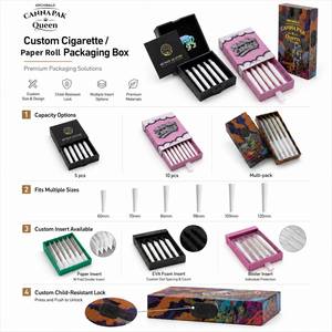 Boîte en carton rigide certifiée anti-enfants, style tiroir, lot de 5, pour emballage de cônes pré-roulés <span class=keywords><strong>à</strong></span> base de plantes, avec insert - Product Image 3
