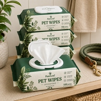 Lingettes humides personnalisées pour animaux de compagnie, non tissées, pour chiens et chats, hypoallergéniques, sans alcool, formule douce, désodorisantes, sur mesure