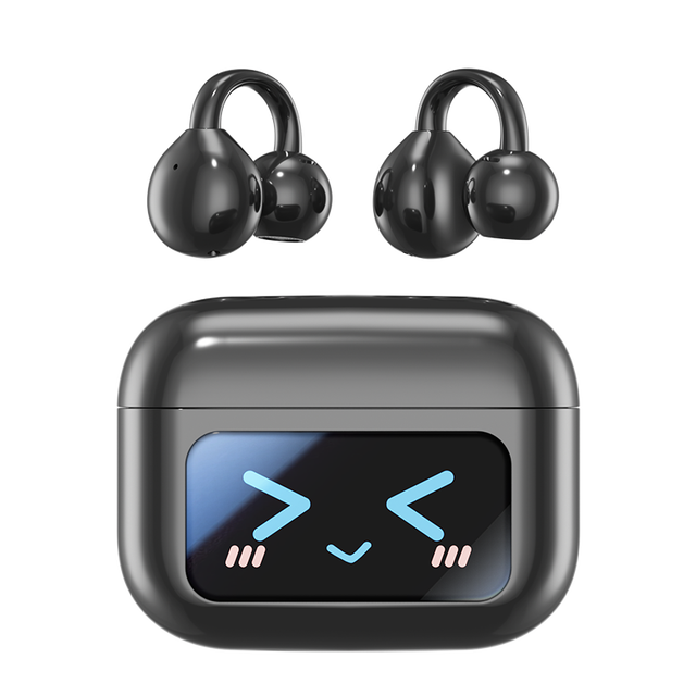 OEM Logo Wireless Earbuds Bt Earphone with Digital Display Touch Screen Ear-Clip Design IPX-4 Waterproof 3D Surround Sound