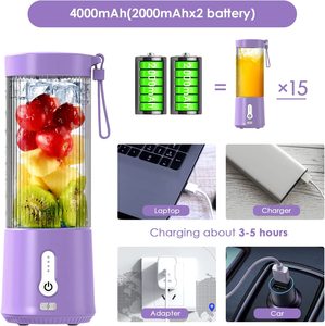 Blender portable 450 ml en gros – Mixeur puissant à 6 lames pour la maison, le bureau et la voiture – Appareil à smoothies domestique - Product Image 3