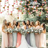 Décorations de fête marron Blush rose feutre suspendu Triangle Mini banderole fanion bannière drapeau pour anniversaire mariage vacances décor
