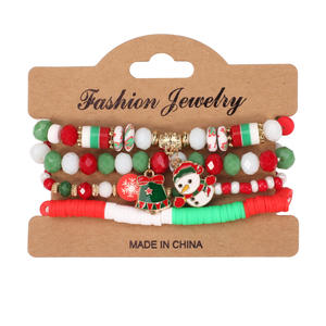 Bracciale di <span class=keywords><strong>natale</strong></span> 2025 con albero di pupazzo di neve corna di vecchio uomo e pace modello placcato <span class=keywords><strong>oro</strong></span> carino ciondolo regalo all'ingrosso - Product Image 5