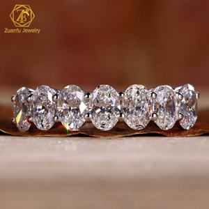 Bague de mariage en diamant classique ovale carré poire rond, diamant de laboratoire de qualité VVS, or blanc 10 carats, GRC - Product Image 3