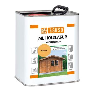 Teinture pour bois de haute qualité ASUSO, semi-transparente, haute protection UV, résistante aux intempéries, 5L, pour usage extérieur - Product Image 1