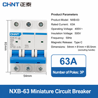 Disjoncteur miniature Chint NXB-63 MCB 3P 63A AC 230V 400V Protection contre les surintensités et les courts-circuits