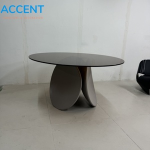 <span class=keywords><strong>Tavolo</strong></span> da Pranzo ODM in FRP a Forma di Petalo, Base in Fibra di <span class=keywords><strong>Vetro</strong></span> Solida, Piano in <span class=keywords><strong>Vetro</strong></span> Temperato, Finitura Opaca, <span class=keywords><strong>Tavolo</strong></span> <span class=keywords><strong>Rotondo</strong></span> per Sale da Pranzo di Hotel - Product Image 3