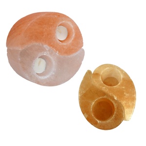 Pink & White Crystal Salt Ying Yung <b>Candle</b> Holder Himalayan Salt <b>Candle</b> Holder-Sian Enterprises - Product Image 3