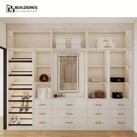 Armoire moderne autoportante en bois sur mesure avec miroir LED intégré, design modulaire, grande capacité de rangement durable pour chambre à coucher