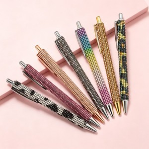 <span class=keywords><strong>Stylo</strong></span> bille rétractable en métal haut de gamme avec incrustation de strass, <span class=keywords><strong>stylo</strong></span> gel en gros avec logo personnalisé, idéal pour l'écriture quotidienne - Product Image 1
