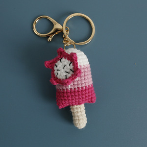 <b>Sweet</b> Fruit Ice Cream Crocheted Keychain Mini Handmade Knit Crochet Watermelon Kiwi Orange Strawberry Key Chain LceCream Keyring - Product Image 3