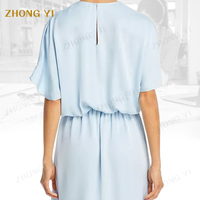 Vêtements en gros usine personnalisé dernière Collection de mode femmes d'été élégantes ourlet bleu ciel vacances décontracté Mini robe courte